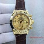Top Grade Copy Rolex Cosmograph Daytona All Gold Diamond Leather Watch